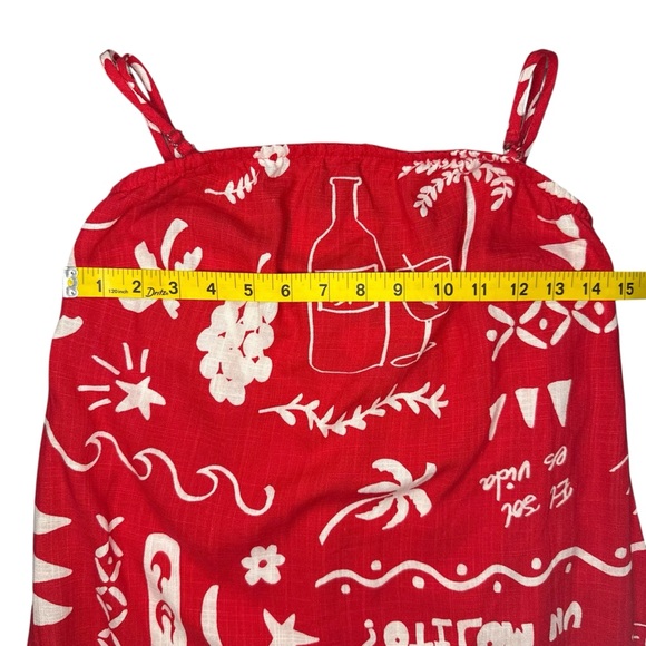 Paper Heart Anthropologie Resort Wear Red Linen Blend Wine Print Maxi Dress NWT - Picture 13 of 13